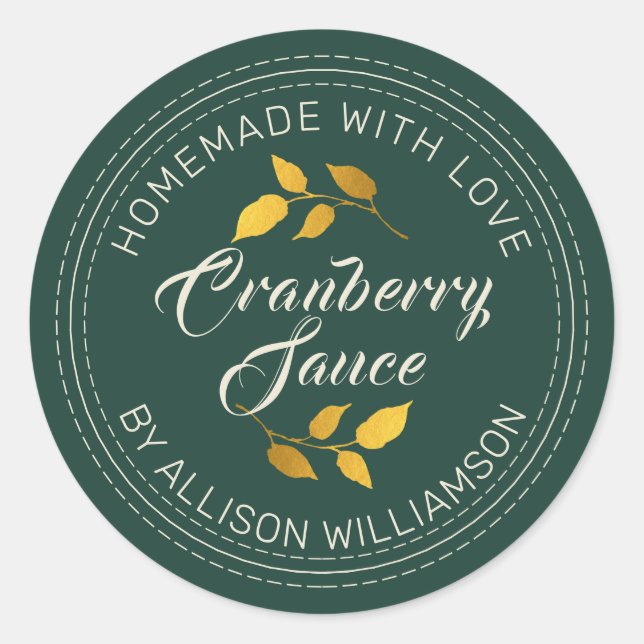 Adesivo Rustic Homemade Thanksanding Cranberry Sauce Verde (Frente)