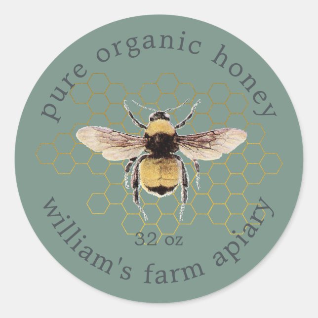 Adesivo Rustic Honeybee Apiary Dourada Honeycomb Dusty Gre (Frente)
