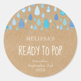 Adesivo Rustic Kraft Baby Blue Raindrops Prontos para Pop