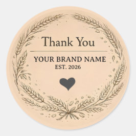 Adesivo Rustic Kraft Bakery Business Business Thank You