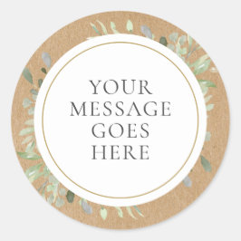 Adesivo Rustic Kraft Boho Greenery Sua Mensagem