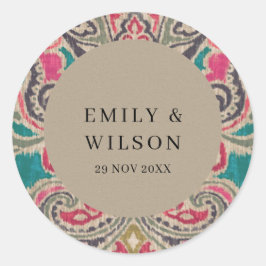 ADESIVO RUSTIC KRAFT BOHO TRIBAL IKAT PINK TEAL CASAMENTO