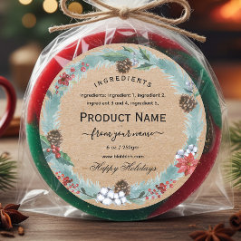 Adesivo Rustic kraft Christmas jam ingredient Label 