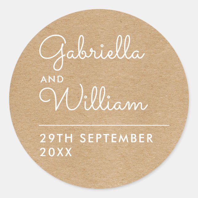 Adesivo Rustic Kraft Elegant Script Favor (Frente)