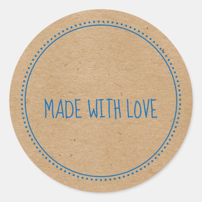 Adesivo Rustic Kraft Feita Com Amor Dotado Manuscrito (Frente)