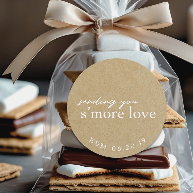 Adesivo Rustic Kraft Smore Love Personalized Wedor Favor (Criador carregado)