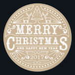Adesivo Rustic Kraft Typografia Merry Christmas Sticker<br><div class="desc">Modern Kraft & White Typografia Feliz Vinheta de Natal</div>