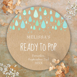 Adesivo Rustic Kraft Verde Menta Gotículas de Chuva Pronta