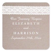 Rustic Kraft & Vintage White Lace Weding Favor