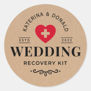 Adesivo Rustic Kraft Wedding Hangover Recovery Kit Classif