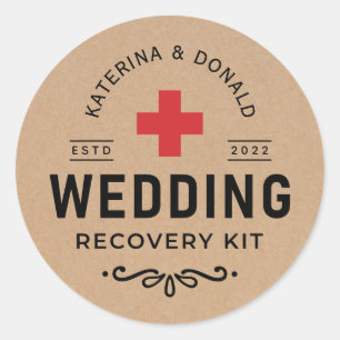 Adesivo Rustic Kraft Wedding Hangover Recovery Kit Classif
