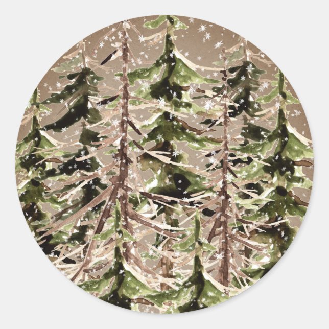 Adesivo Rustic Kraft Winter Woodland Scragggly Spruce Snow (Frente)