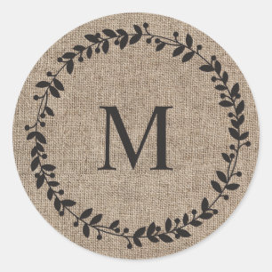 Adesivo Rustic Laurel Wreath Farmhouse Style Monogramas