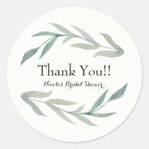 Adesivo Rustic Leaf Watercolor Partido Nupcial Elegante Fa