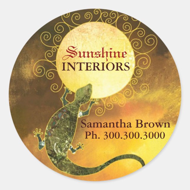 Adesivo Rustic Lizard a segurar a Sun Business (Frente)