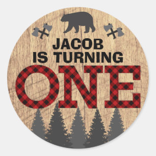 Adesivo Rustic Lumberjack Buffalo Xadrez Primeiro Aniversá