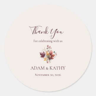 Adesivo Rustic Maple Leaf Fall Wedding Thank You Sticker
