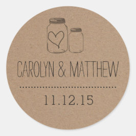 Adesivo Rustic Mason Jar| Heart Weding Favor Sticker