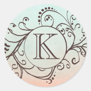 Adesivo Rustic Mint e Peach Bohemian Flourish