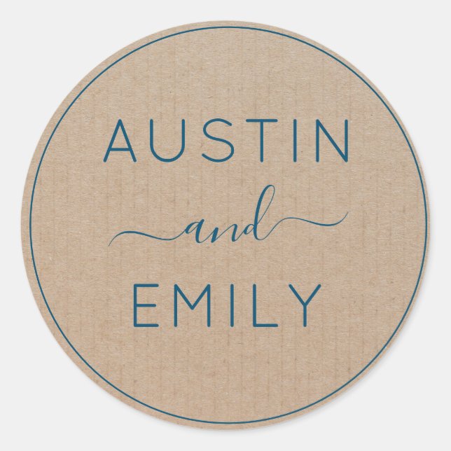 Adesivo Rustic Modern Boho Wedding Kraft Cla Personalizado (Frente)