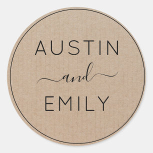 Adesivo Rustic Modern Boho Wedding Kraft Clas Personalizad