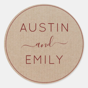 Adesivo Rustic Modern Boho Wedding Kraft Clas Personalizad