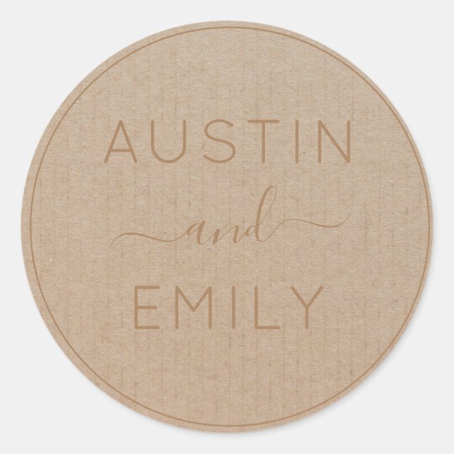 Adesivo Rustic Modern Boho Wedding Kraft Personalizado (Frente)