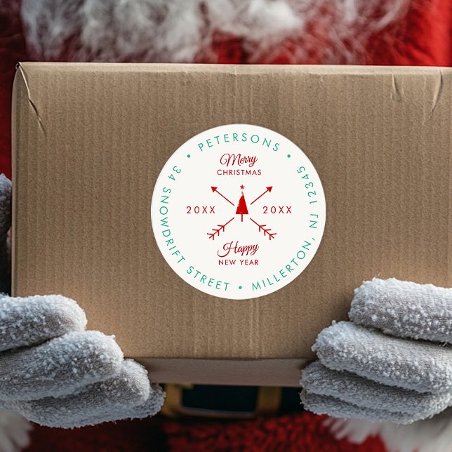 Adesivo Rustic Modern Natal Holiday Endereço de Devolução (Criador carregado)