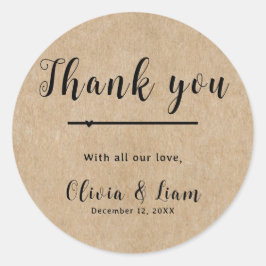 Adesivo Rustic Paper Wedding Obrigado