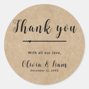 Adesivo Rustic Paper Wedding Obrigado