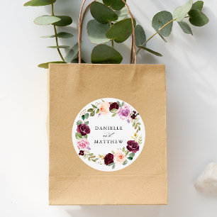 Adesivo Rustic Pink Burgundy e Purple Floral Weds