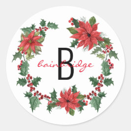 Adesivo Rustic Poinsettia Wreath Monogramas Natal