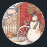 Adesivo Rustic Potting Shed Christmas Snowman<br><div class="desc">Rustic Potting Shed Christmas Snowman</div>