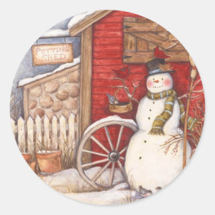 Adesivo Rustic Potting Shed Christmas Snowman