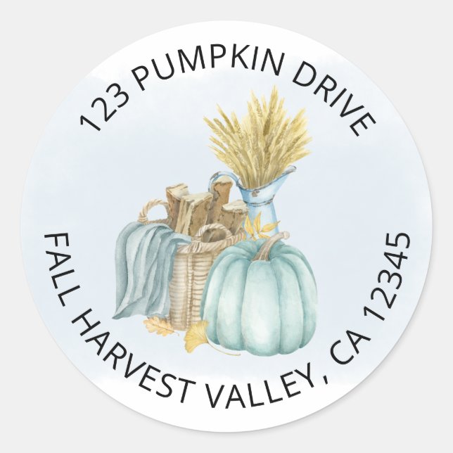Adesivo Rustic Pumpkin New Address Classic Round Sticker (Frente)