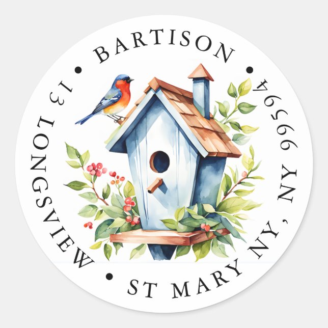 Adesivo Rustic Robin Bird Box Label | Watercolour Nature  (Frente)