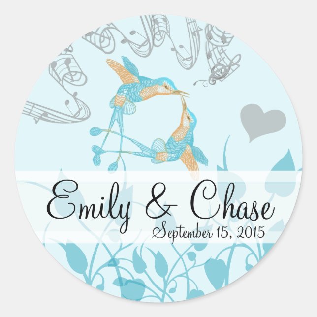Adesivo Rustic Romantic Hummingbird Kiss Love BirdWedding (Frente)