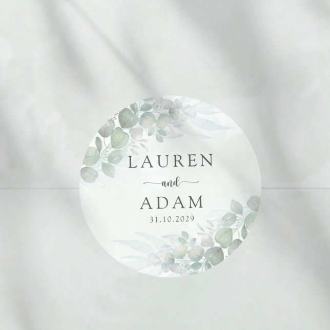 Adesivo Rustic Sage Green Eucalyptus Watercolor Wedding (Criador carregado)