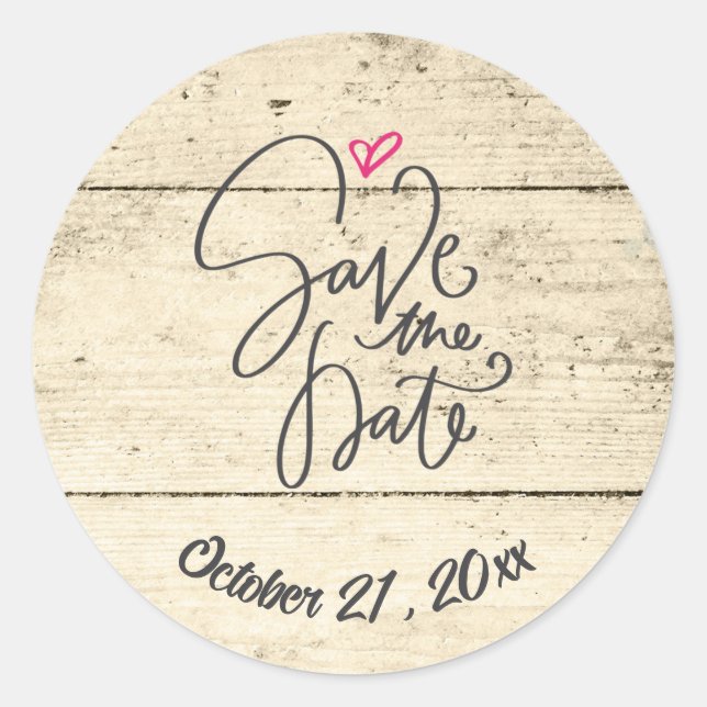 Adesivo Rustic Save The Date Wooden Plank (Frente)