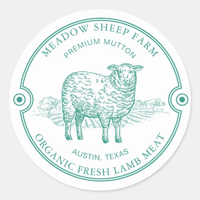 Adesivo Rustic Sheep Lamb Logo Farm Field Green (Frente)