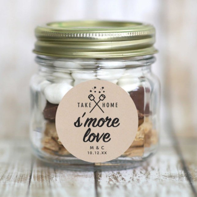 Adesivo Rustic S'more Love Kraft Favor de Casamento (Criador carregado)