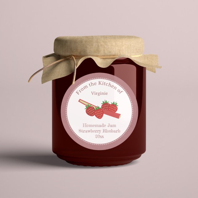 Adesivo Rustic Strawberry Rhubarb Jam Kraft Label Sticker (Rustic Strawberry Rhubarb Jam Kraft Label Sticker)