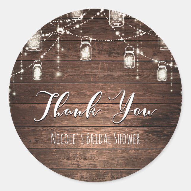 Adesivo Rustic String Lights Mason Jars Lace Country Glam (Frente)