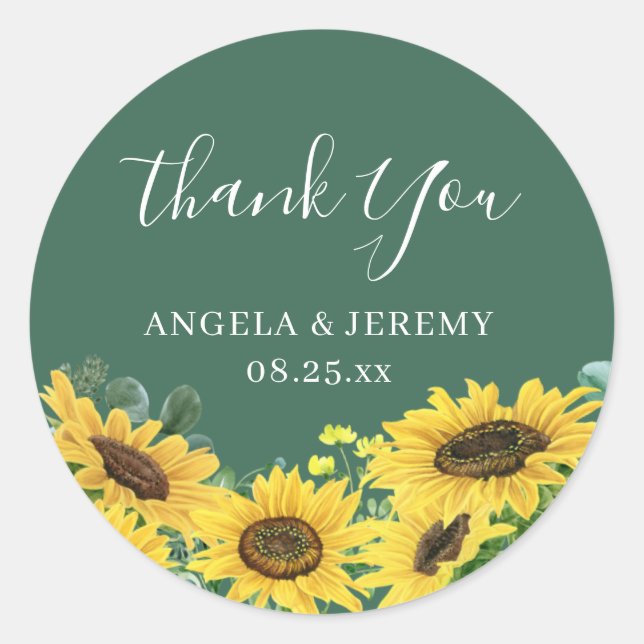 Adesivo Rustic Sunflower Greenery Eucalyptus Obrigado (Frente)