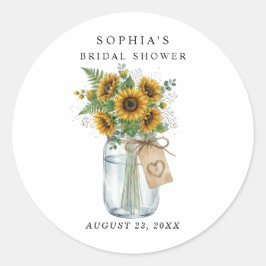 Adesivo Rustic Sunflower Mason Jar Bridal Shower