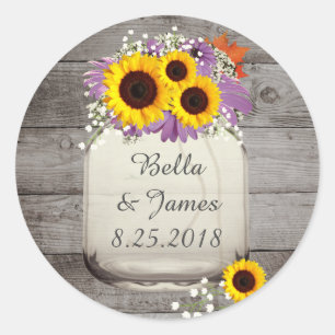 Adesivo Rustic Sunflower Mason Jar Stickers