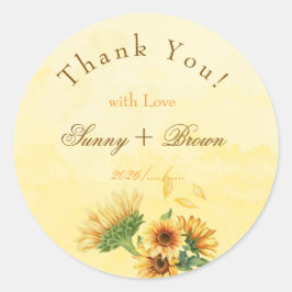 Adesivo Rustic Sunflower "With Love" Wedding Thank You