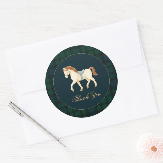 Adesivo Rustic Tartan Plaid Horse Baby Shower  (Envelope)
