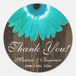 Adesivo Rustic Teal Gerber Daisy Weding Obrigado Sticker