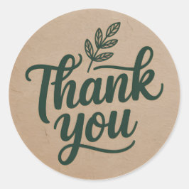 Adesivo Rustic Thank You Sticker – Minimal Botanical Kraft